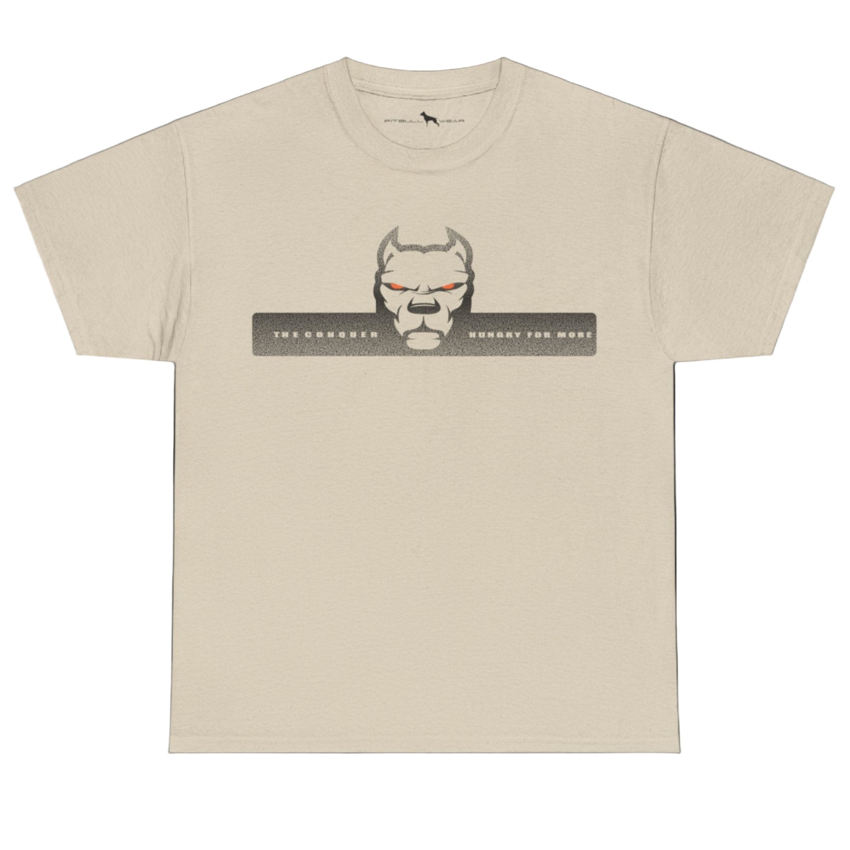 beige  fitbull t-shirt with logo and motivation print