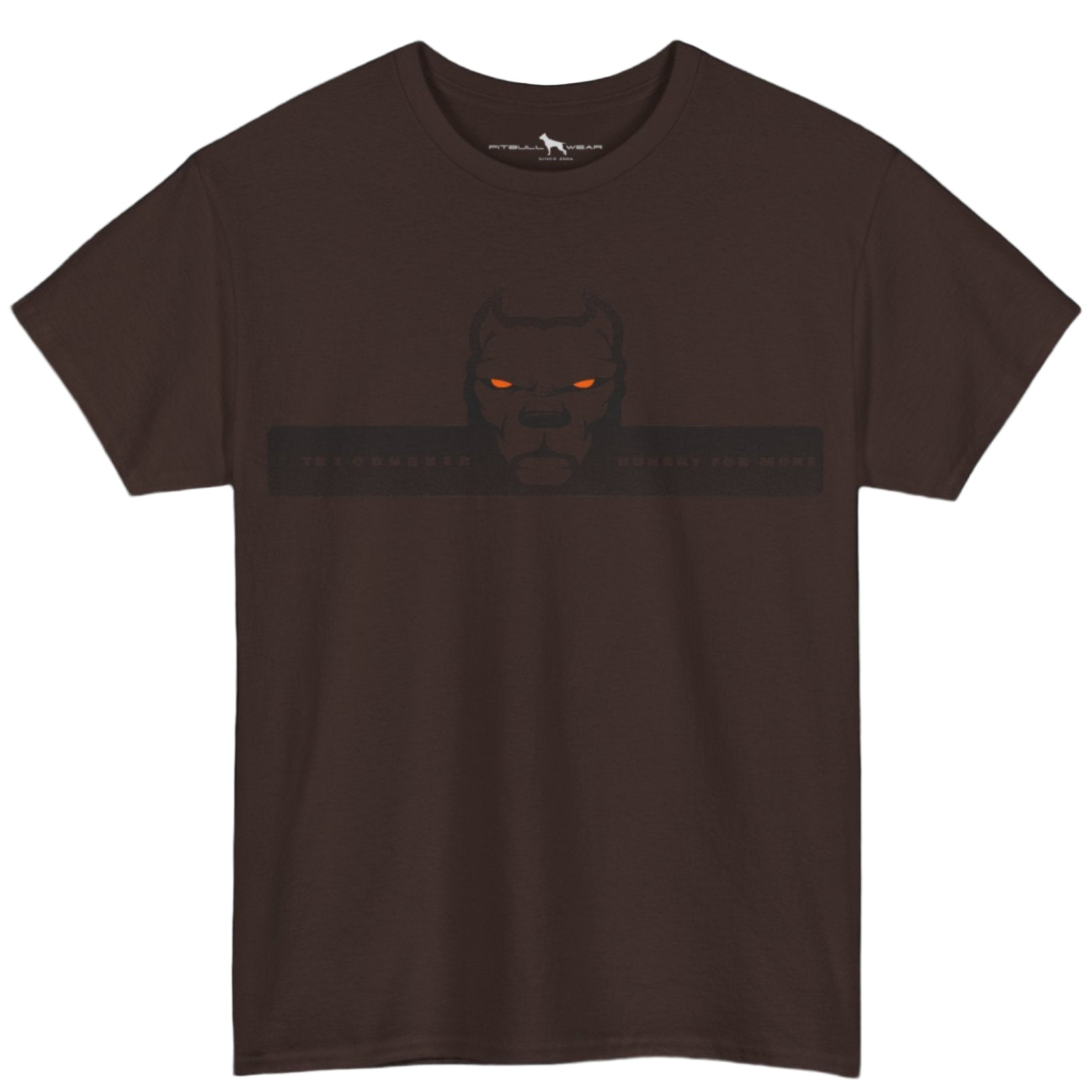 Broun Fitbull fitnes gym T-shirt with a logo on the front view.