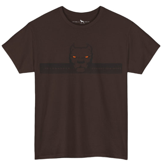 Broun Fitbull fitnes gym T-shirt with a logo on the front view.
