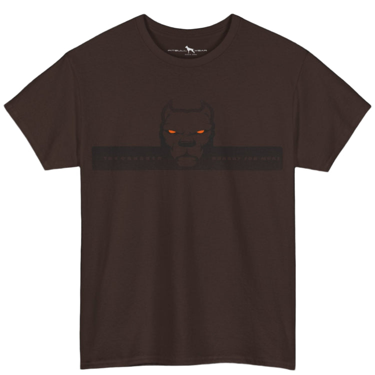 Broun Fitbull fitnes gym T-shirt with a logo on the front view.