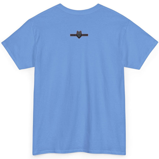 Carolina blue Fitbull t-shirt with a small black logo on the back. Fitness and Bodybuilding motivating.