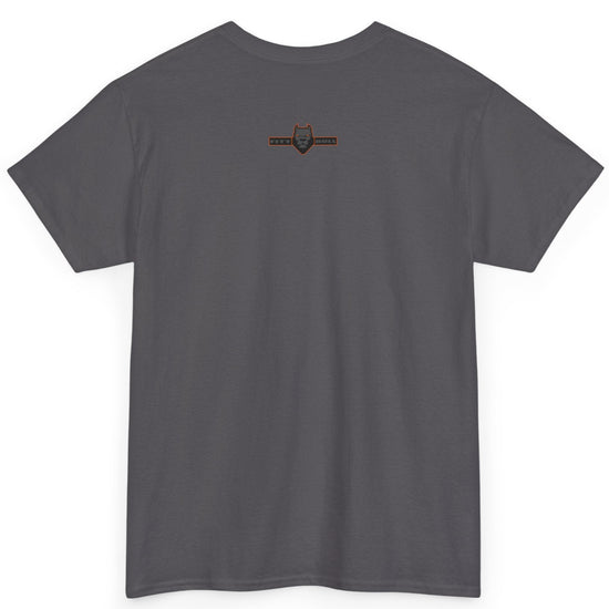 Charcoal Fitbull t-shirt with a small black logo on the back. Fitness and Bodybuilding motivating.