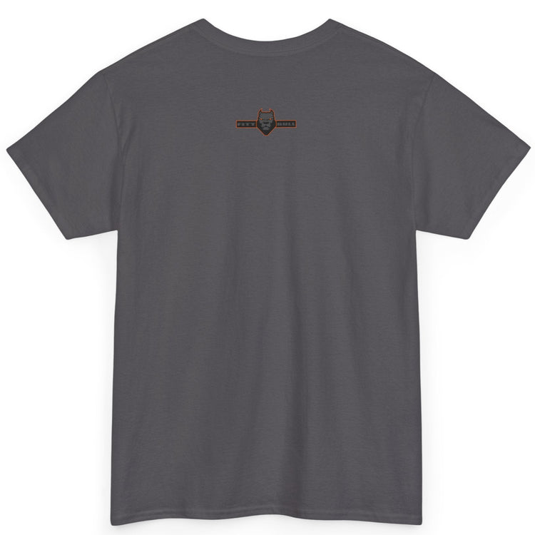 Charcoal Fitbull t-shirt with a small black logo on the back. Fitness and Bodybuilding motivating.