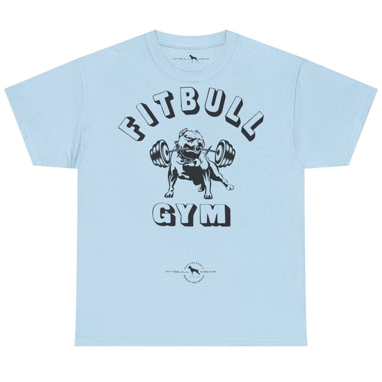 Light blue t-shirt with 'Fitbull Gym' graphic on a white background