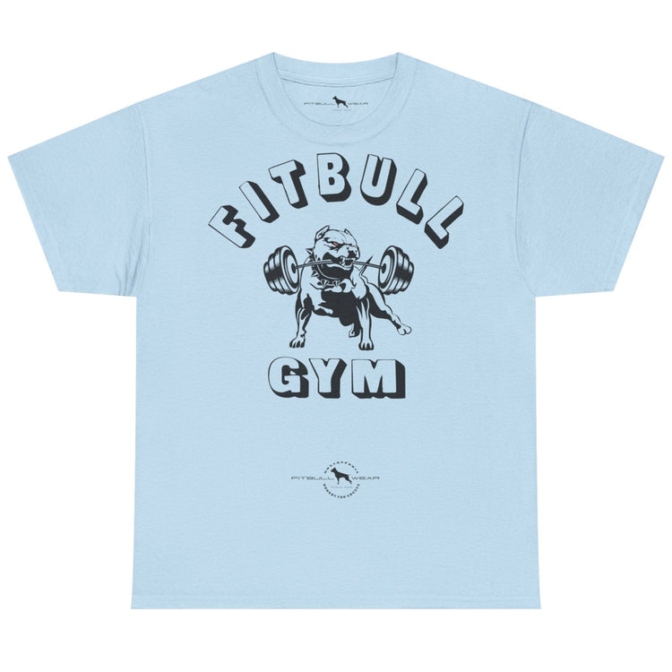 Light blue t-shirt with 'Fitbull Gym' graphic on a white background