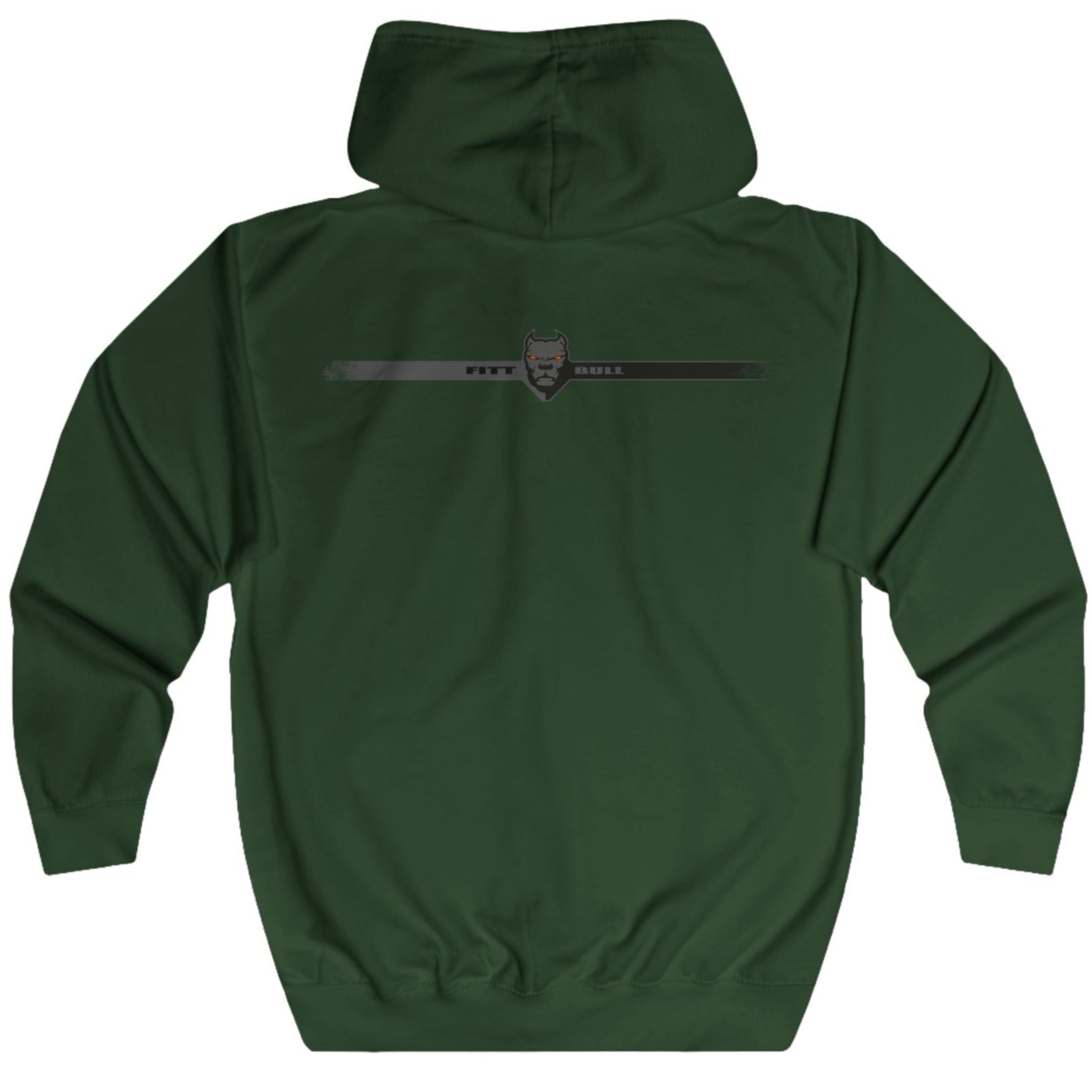 GreenFitbull fitness  hoodie with a logo on the back against a white background
