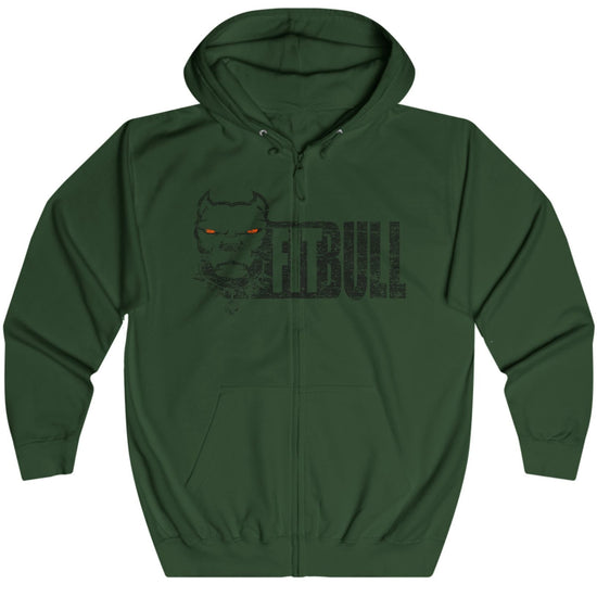 Green Fitbull fitness hoodie with a logo on a white background