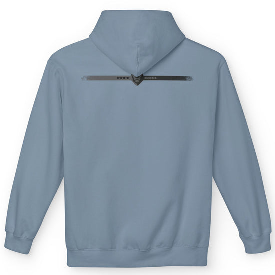 Blue Fitbull fitness hoodie with a zipper on a white background