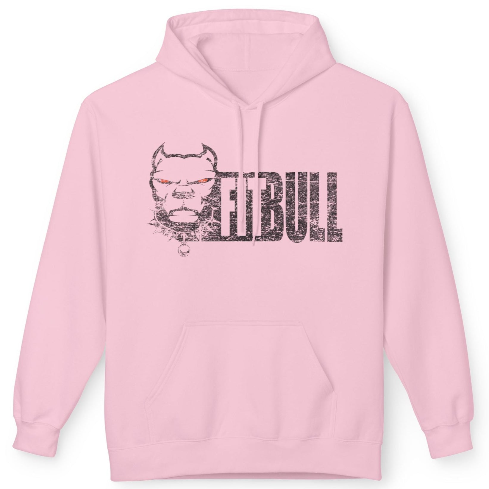 Pink Fitbull fitness hoodie with a graphic design on a white background