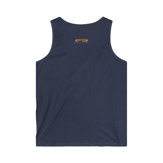 a dark navy Fitbull sports tank top branded with the Fitbull Fit Wear logo back view