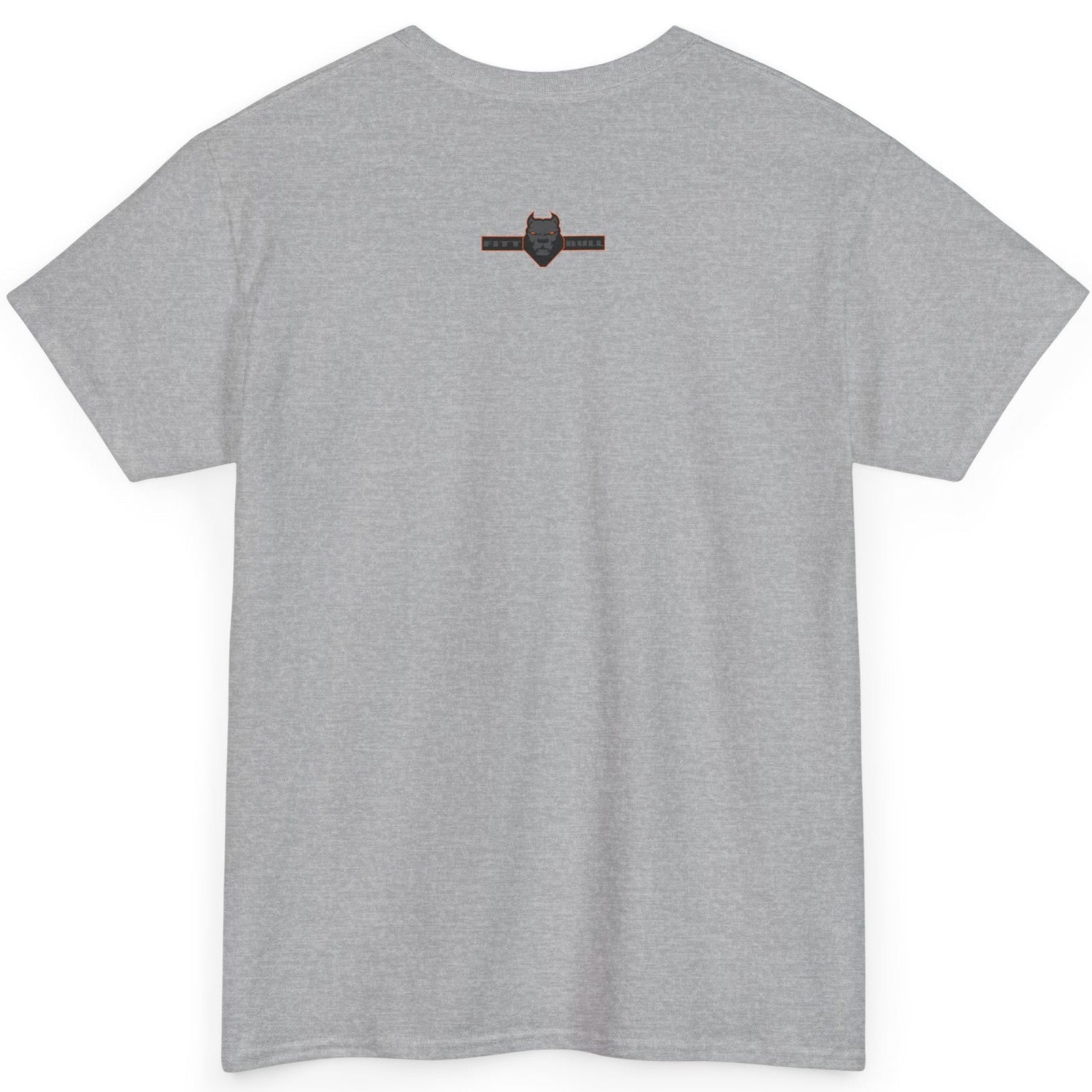 Gray Fitbull t-shirt with a small black logo on the back. Fitness and Bodybuilding motivating.