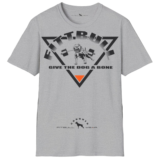 silver Fitbull T-shirt with a logo and a motivational print