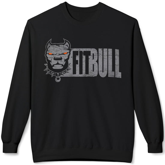 Black bodybuilding sweatshirt with 'FITBULL' logo on a white background