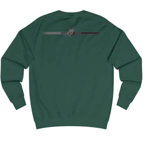 Green Fitbull bodybuilding sweatshirt with a logo on the chest area against a white background