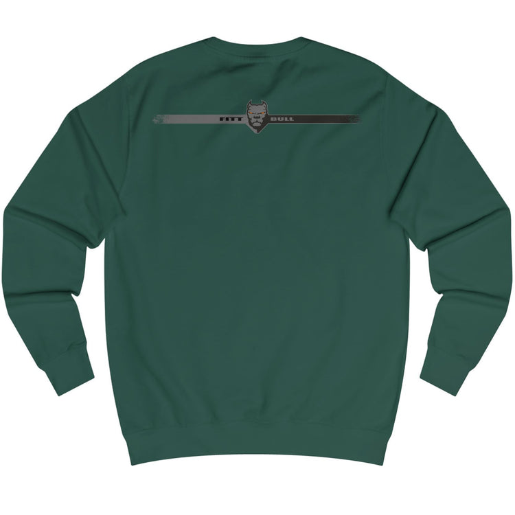 Green Fitbull bodybuilding sweatshirt with a logo on the chest area against a white background