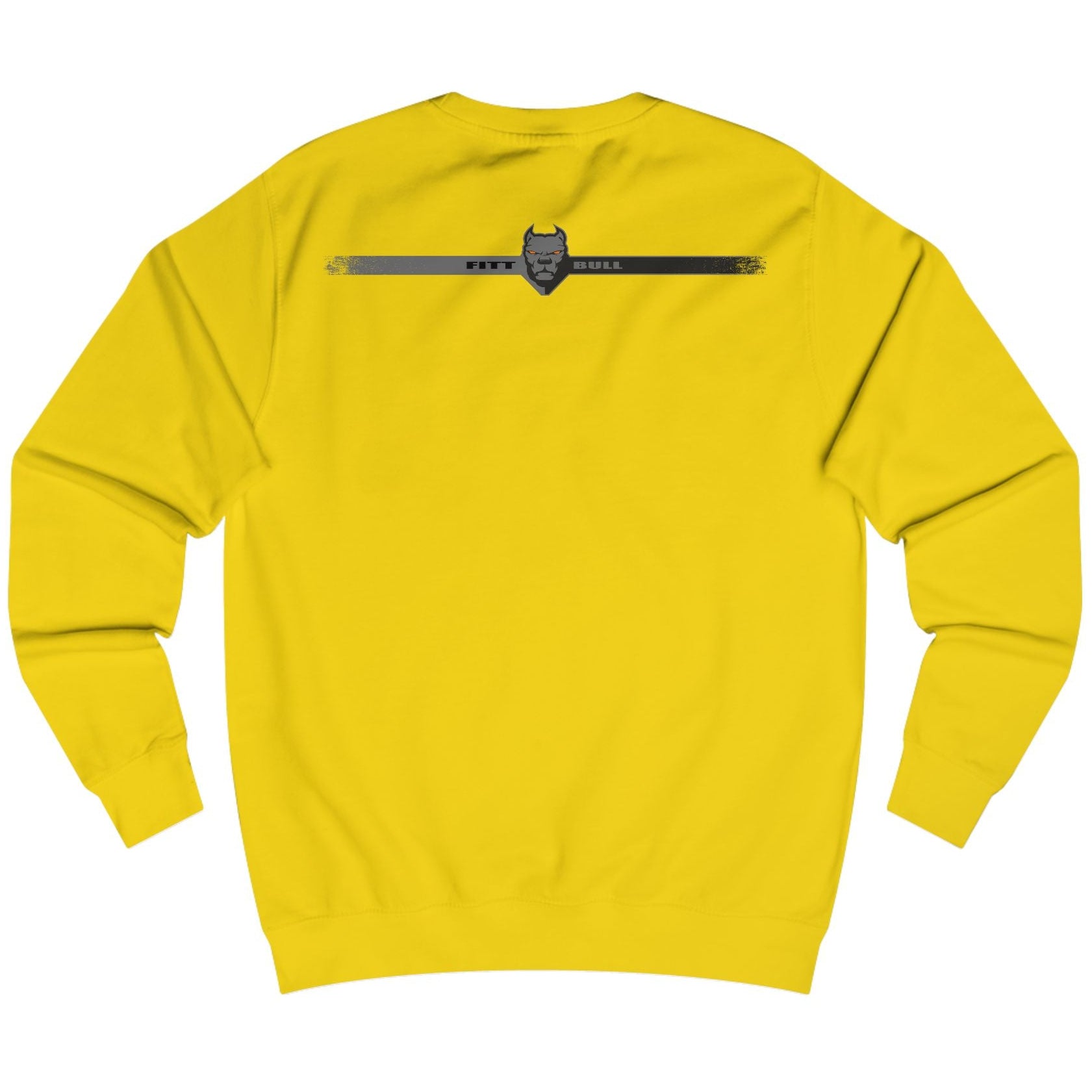 Yellow Fitbull fitness sweatshirt with a logo on the chest area against a white background