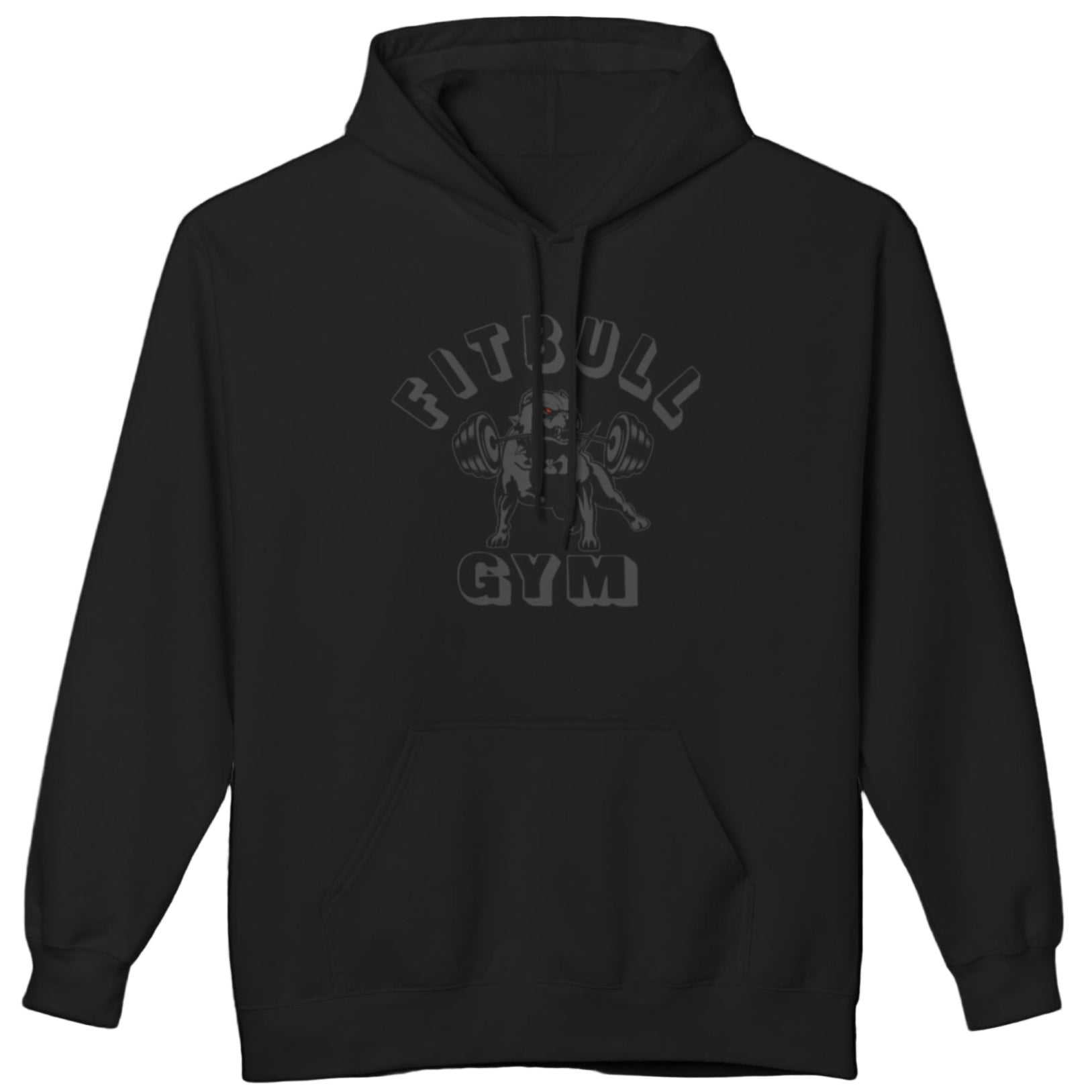 black sporty hoodie for fitness and crossfit by the Fitbull brand, branded with a logo and a motivating motif