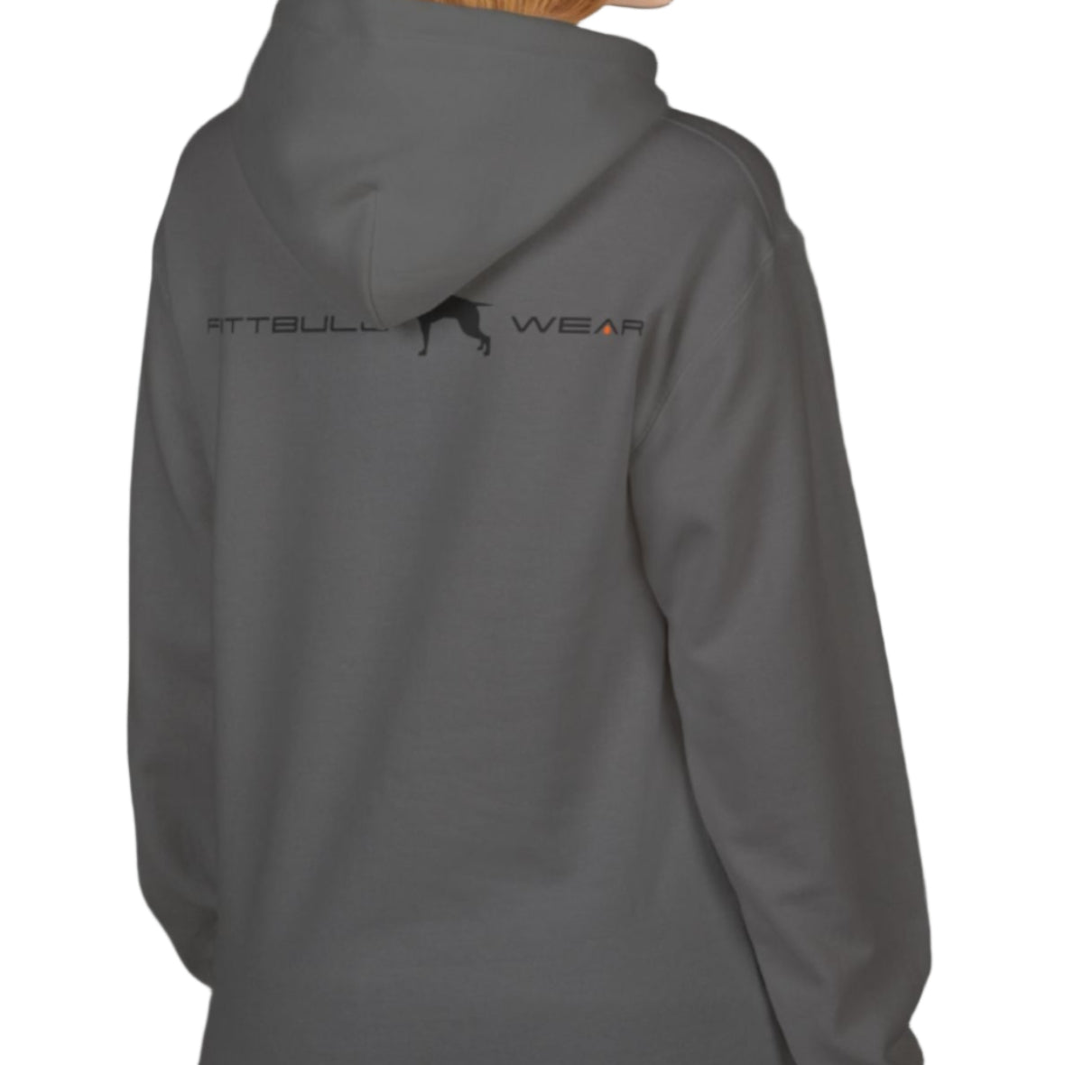  woman wear black sporty hoodie for fitness and crossfit by the Fitbull brand, branded with a logo and a motivating motif side view