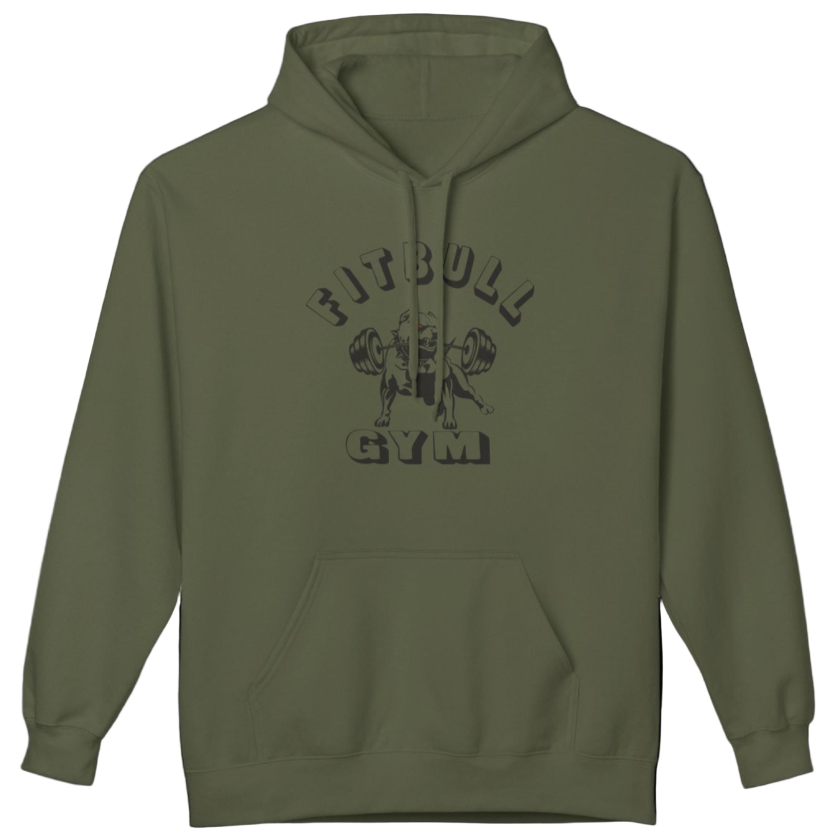 green sporty hoodie for fitness and crossfit by the Fitbull brand, branded with a logo and a motivating motif