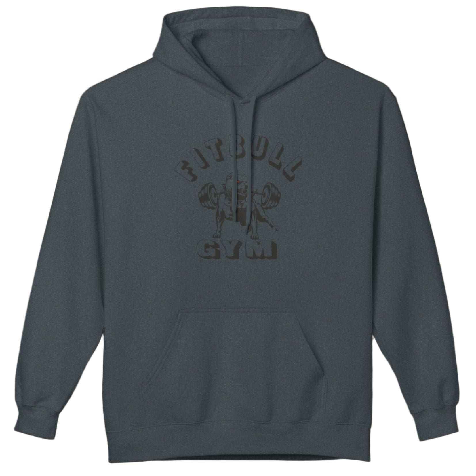 sharcoal sporty hoodie for fitness and crossfit by the Fitbull brand, branded with a logo and a motivating motif