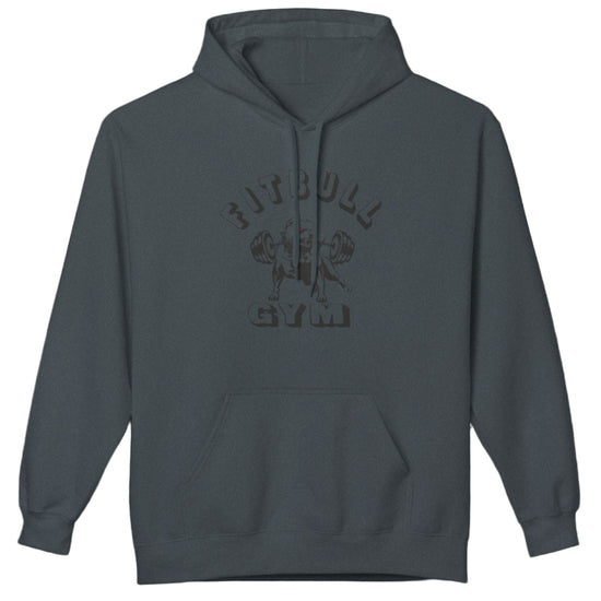 sharcoal sporty hoodie for fitness and crossfit by the Fitbull brand, branded with a logo and a motivating motif