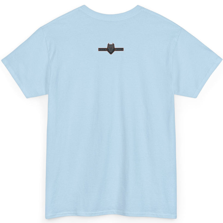 Light blue Fitbull t-shirt with a small black logo on the back. Fitness and Bodybuilding motivating.