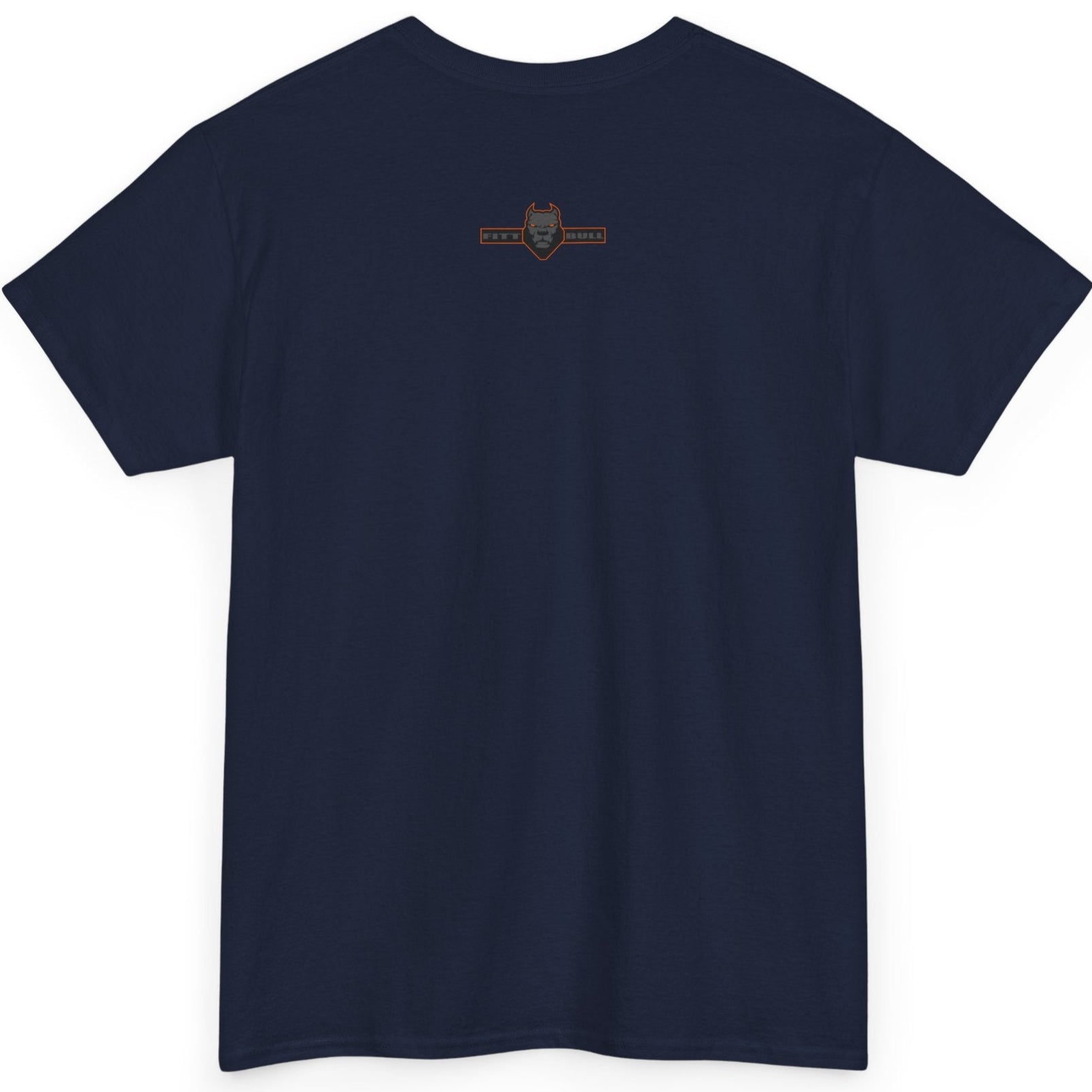 Navy blue Fitbull t-shirt with a small black logo on the back. Fitness and Bodybuilding motivating.