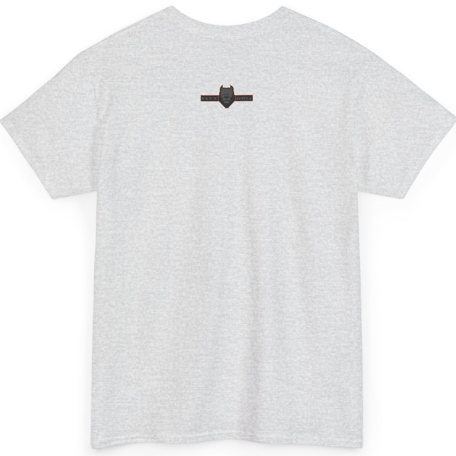 silver grey Fitbull t-shirt with a small black logo on the back. Fitness and Bodybuilding motivating.