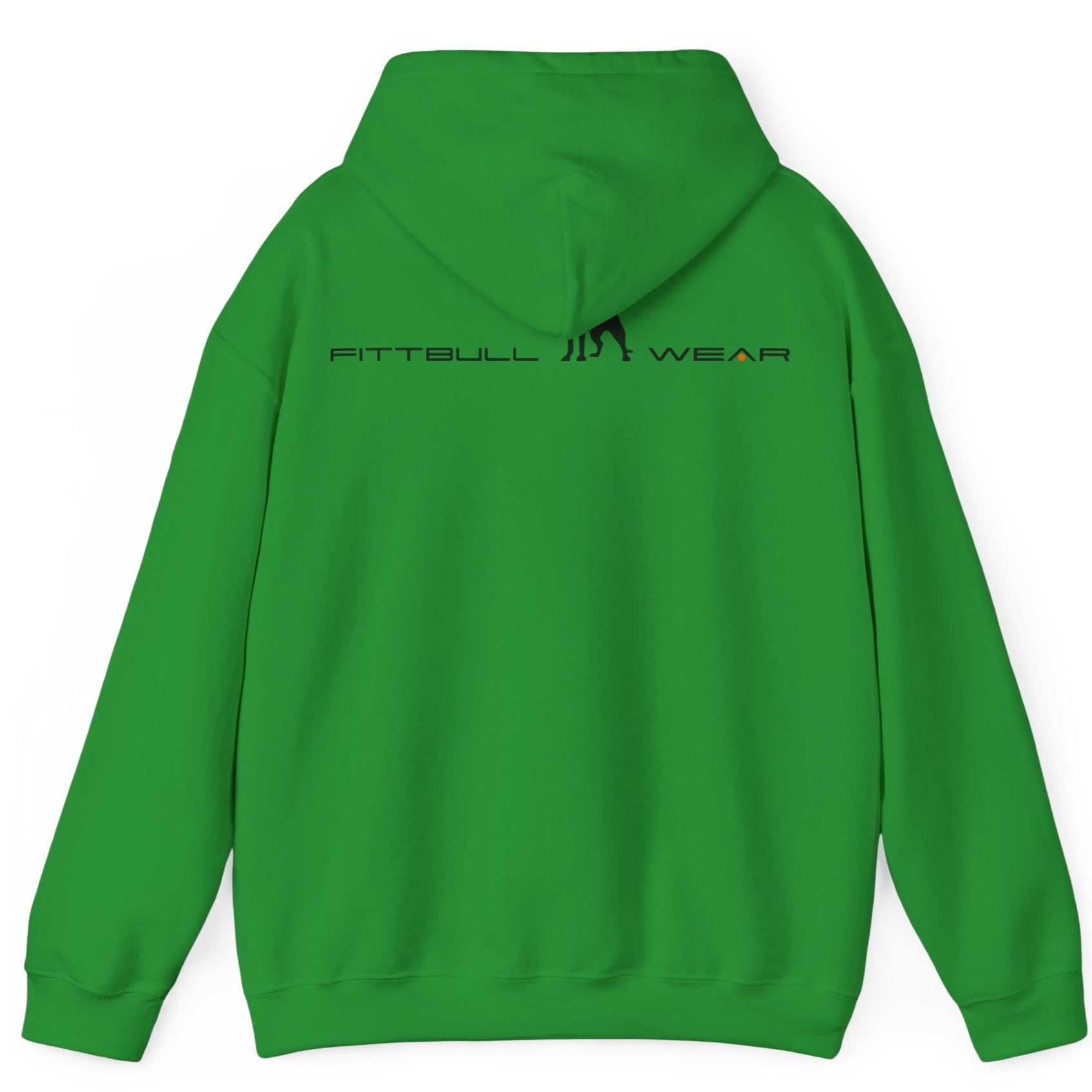 Green hoodie with 'FITBULL' movational fitness design.