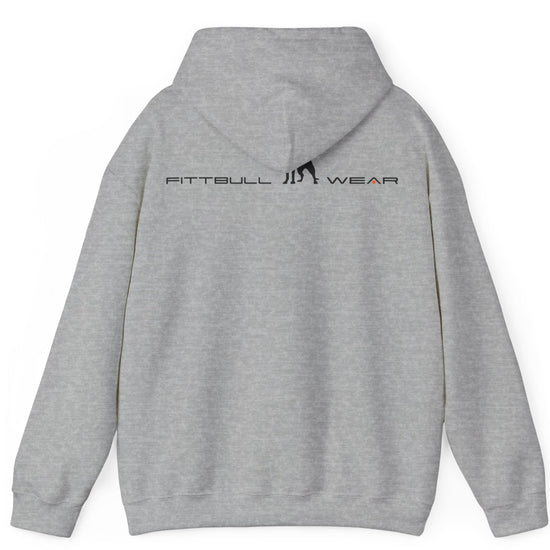 Grey back hoodie with 'FITBULL' mivational fitness design.