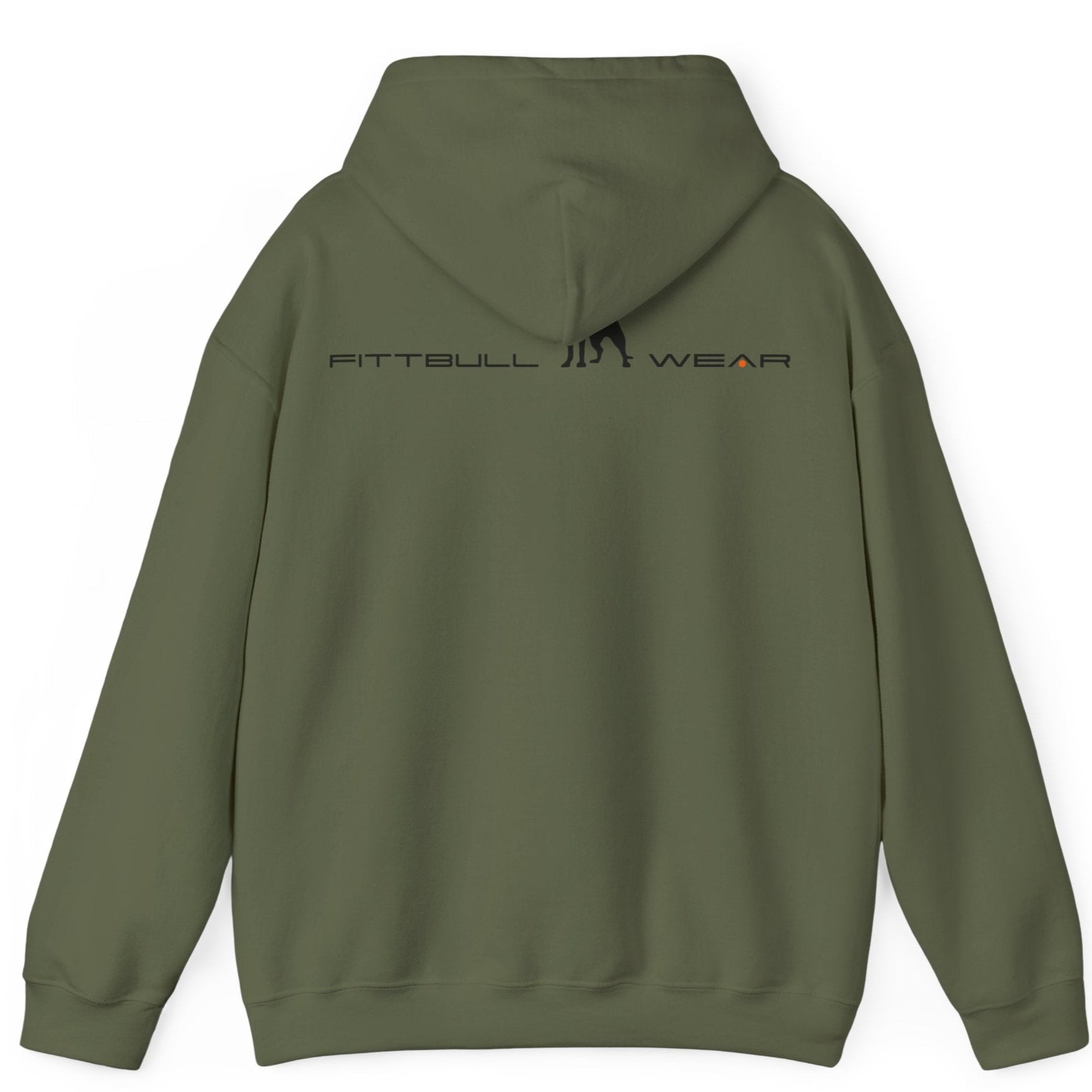 Military Green hoodie with 'FITBULL' movational fitness design.