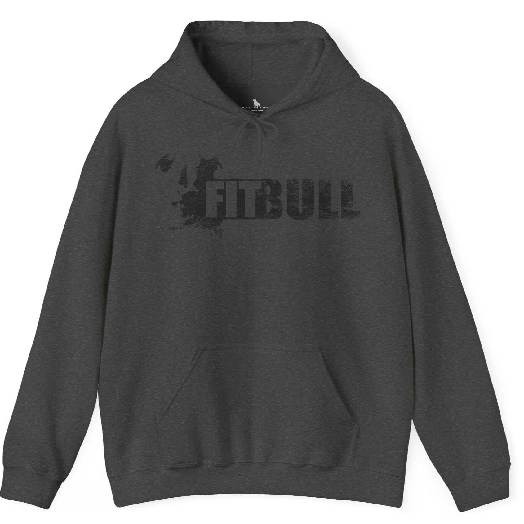 Dark Green hoodie with 'FITBULL' mivational fitness design.