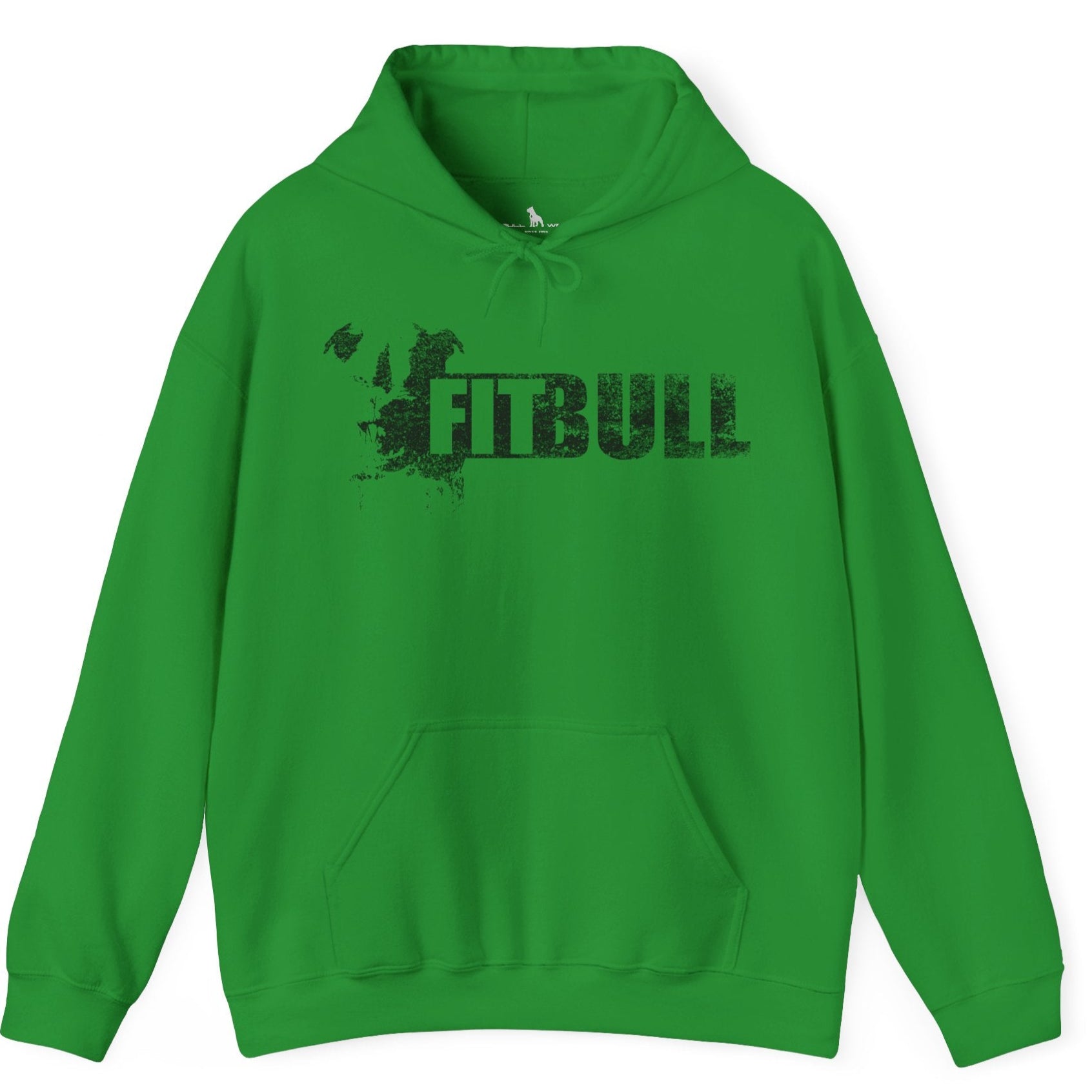 Green hoodie with 'FITBULL' mivational fitness design.