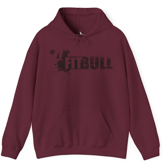 Maroon hoodie with 'FITBULL' mivational fitness design.