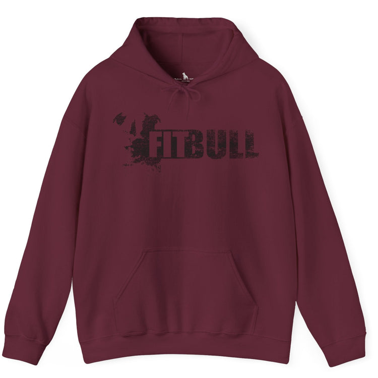 Maroon hoodie with 'FITBULL' mivational fitness design.