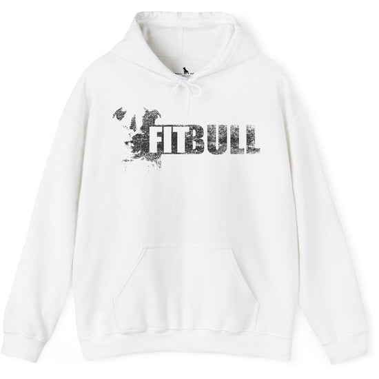 White hoodie with 'FITBULL' mivational fitness design.
