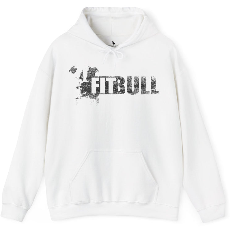 White hoodie with 'FITBULL' mivational fitness design.