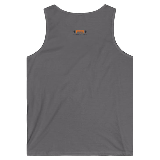  a silver Fitbull sports tank top branded with the Fitbull Fit Wear logo back view