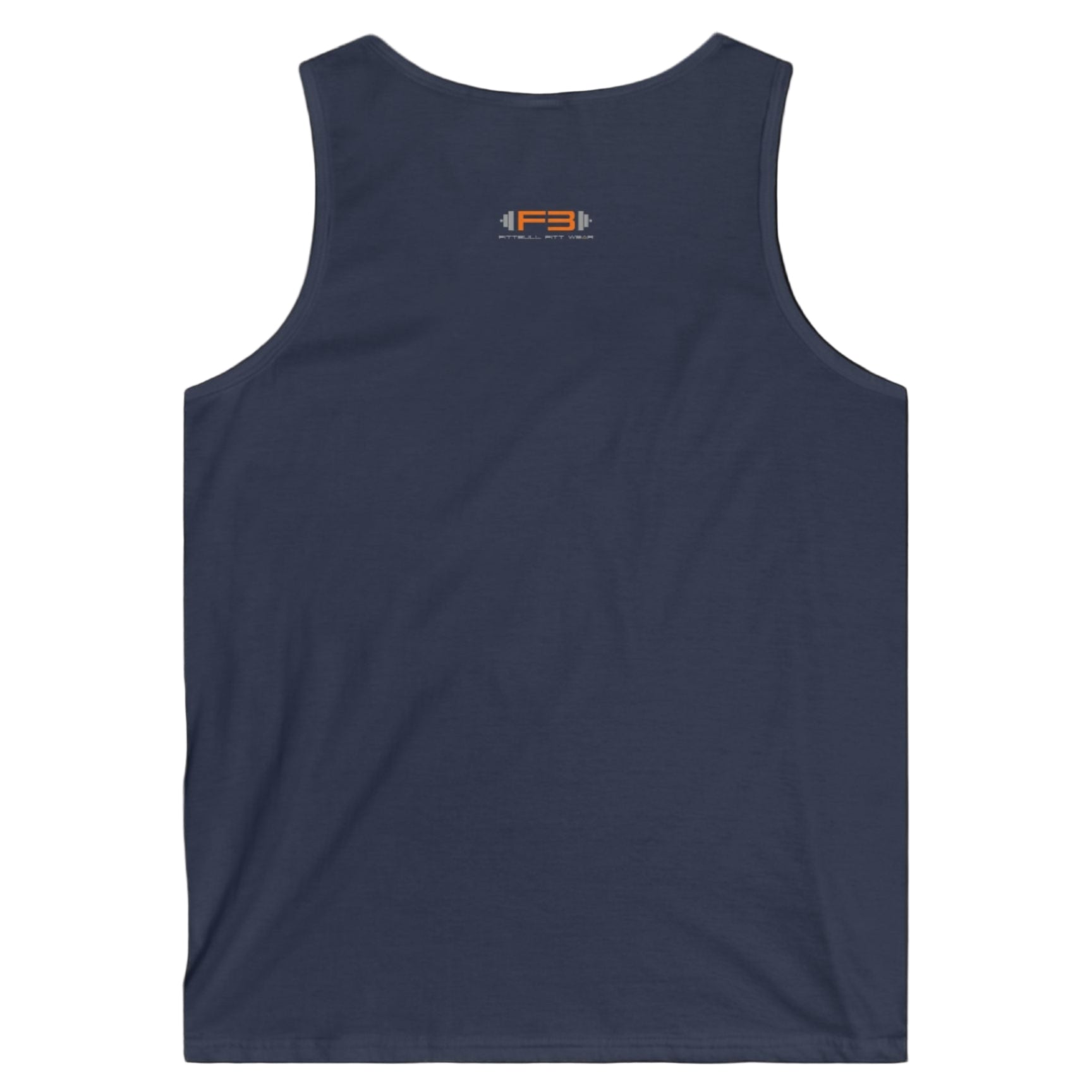  a navy Fitbull sports tank top branded with the Fitbull Fit Wear logo back view