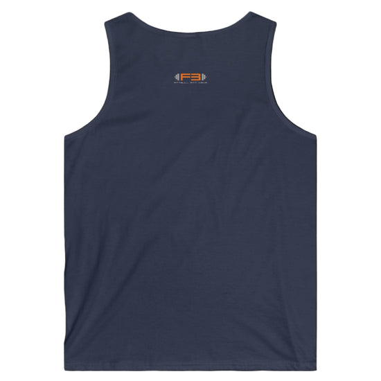  a navy Fitbull sports tank top branded with the Fitbull Fit Wear logo back view
