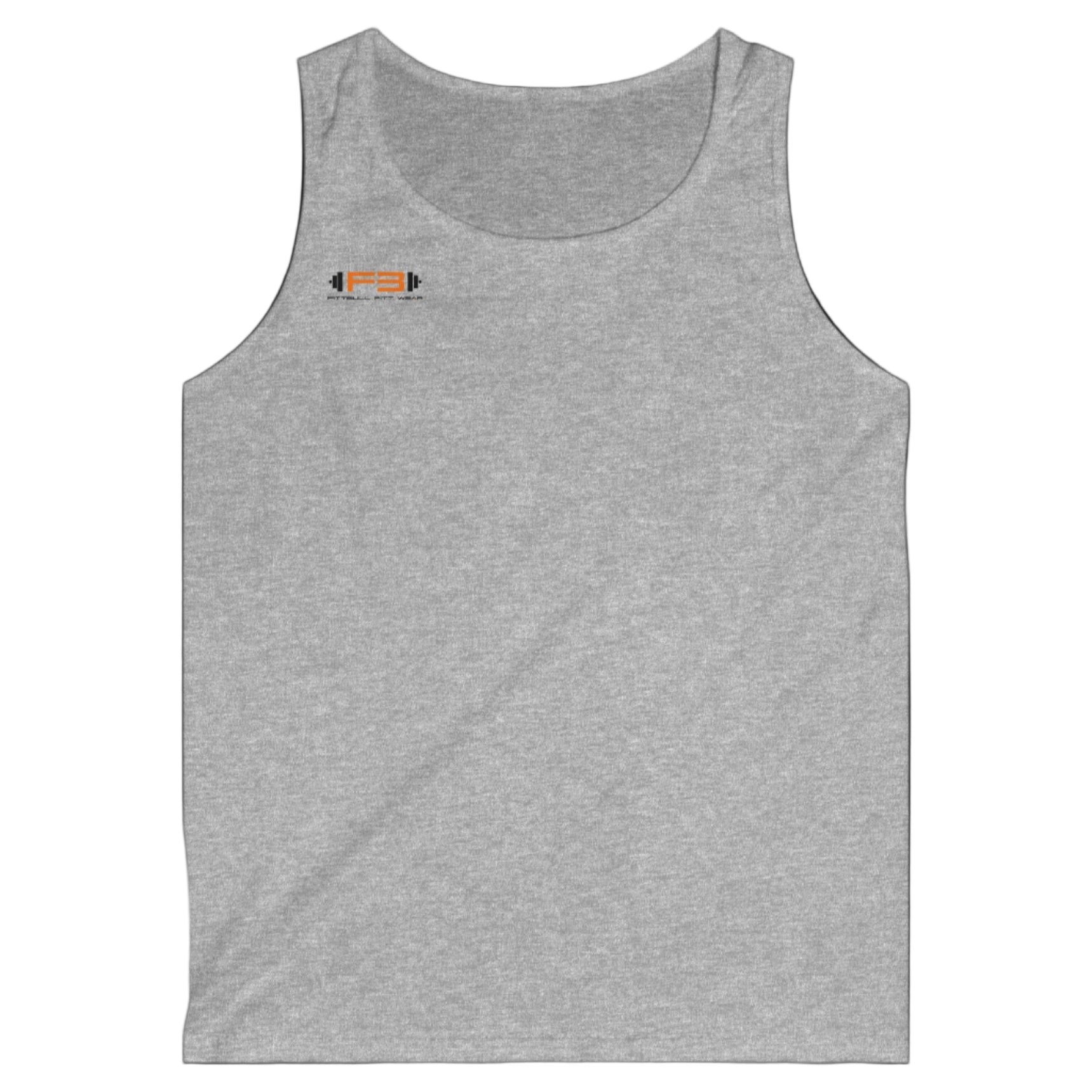 a silver Fitbull sports tank top branded with the Fitbull Fit Wear logo