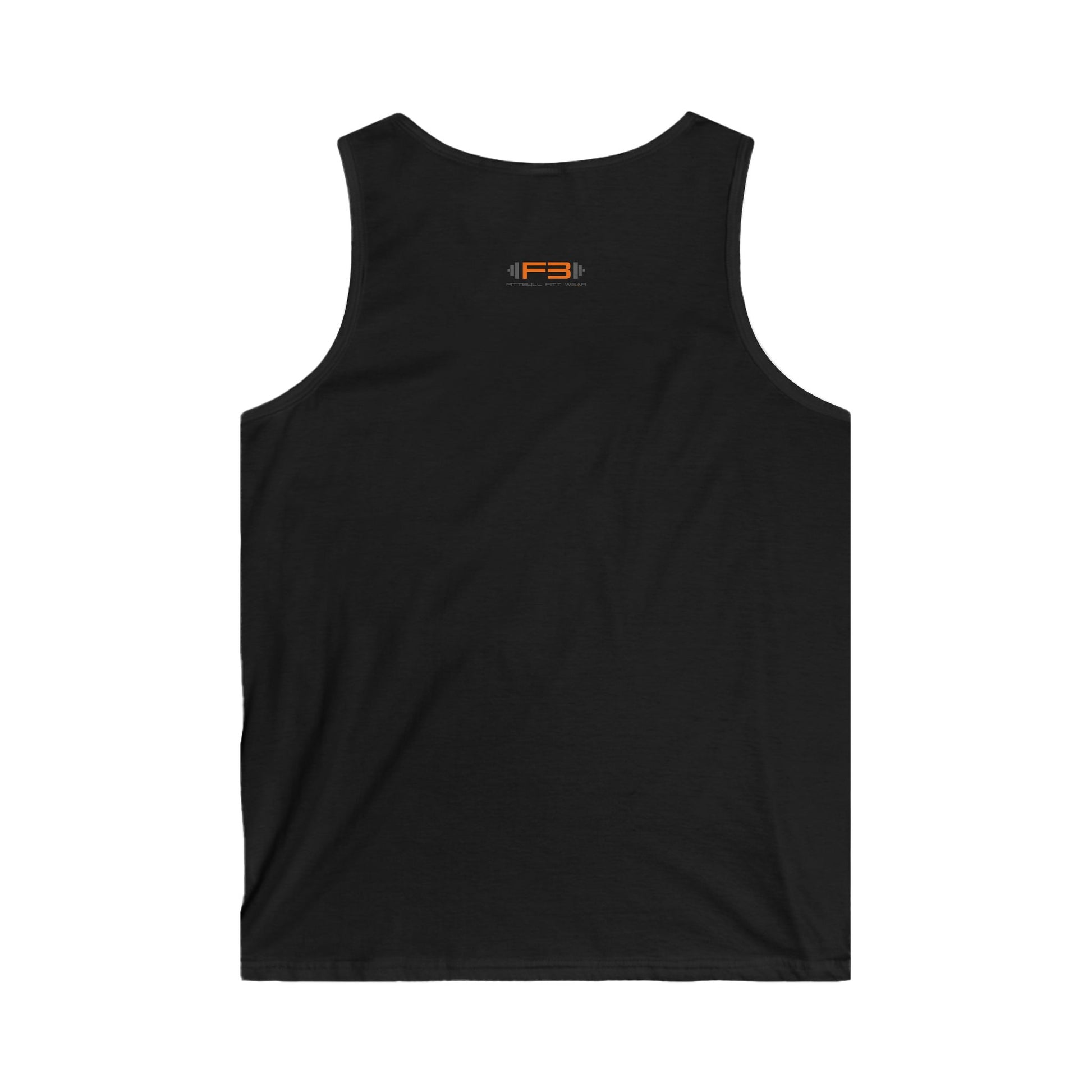  a black Fitbull sports tank top branded with the Fitbull Fit Wear logo back view