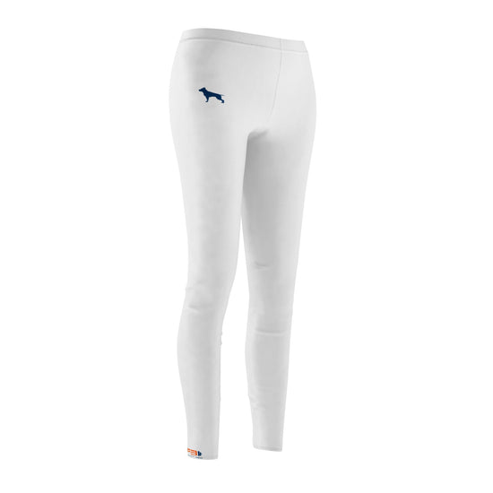 weiße Fitness Leggings der Marke Fitbull, Seitenansicht, mit Logo gebrandet