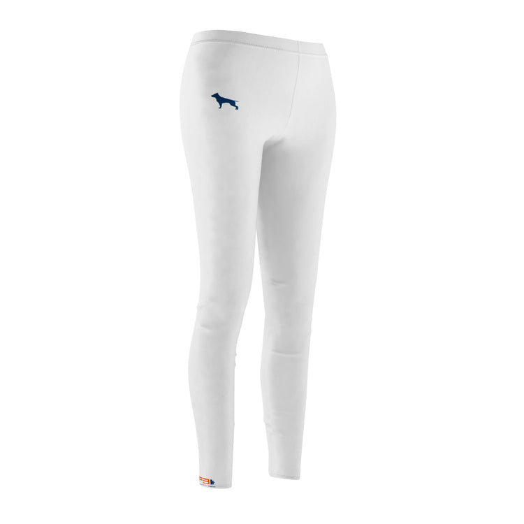 weiße Fitness Leggings der Marke Fitbull, Seitenansicht, mit Logo gebrandet