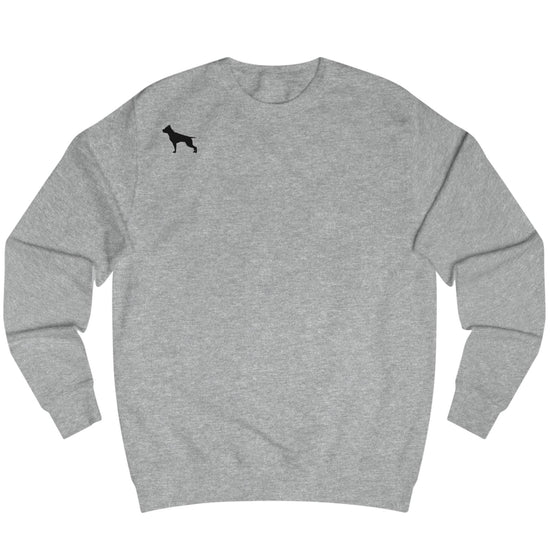 Grey, sporty hoodie for fitness and crossfit by the Fitbull brand, branded with a logo, Front view.