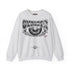 A ash crewneck sweatshirt featuring a leopard print graphic on the front with the text 'MAHJ' and a matching leopard print bow underneath.