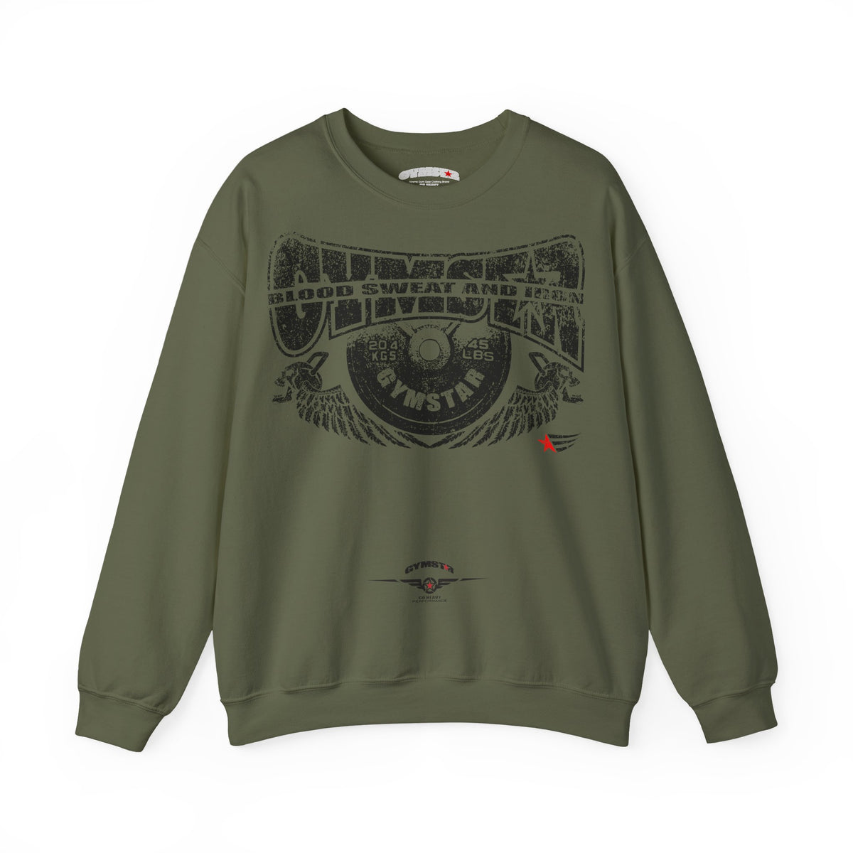 A military green crewneck sweatshirt featuring a leopard print graphic on the front with the text 'MAHJ' and a matching leopard print bow underneath.