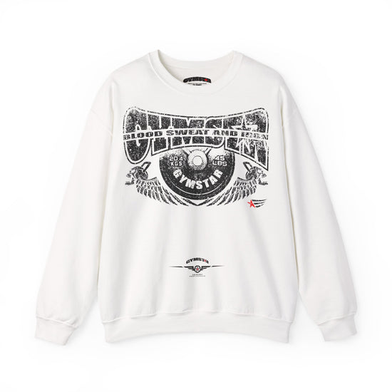 A white crewneck sweatshirt featuring a leopard print graphic on the front with the text 'MAHJ' and a matching leopard print bow underneath.