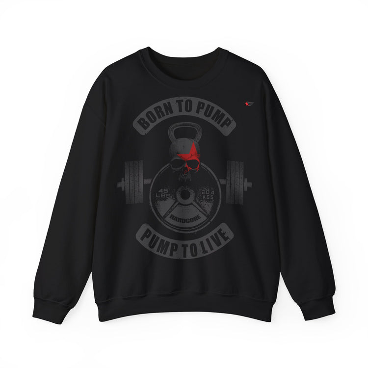 Navy blue sweatshirt with a white square patch for customization on a white background