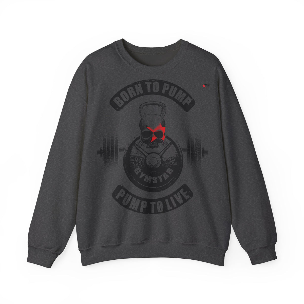 Dark gray sweatshirt with floral designs and 'sabr' text on a white background